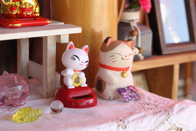 Close-up of christmas decorations on table