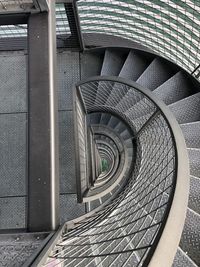 High angle view of spiral staircase