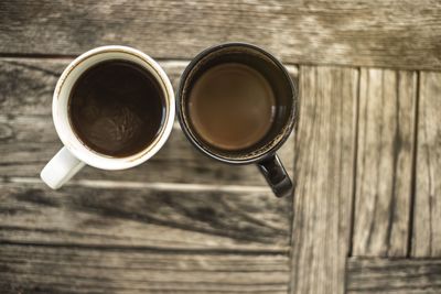High angle view of coffee on table