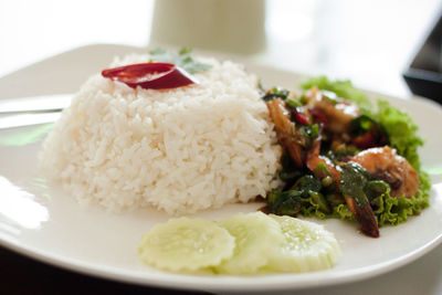 Close-up of meal served in plate