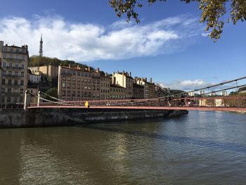 The saint-vincent bridge and the quays of the saône in lyon, france