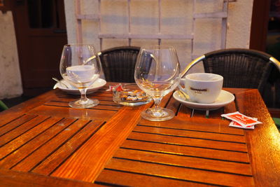 Close-up of empty wooden table