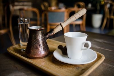 Close-up of coffee on table