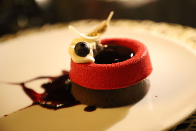 Close-up of food in plate on table