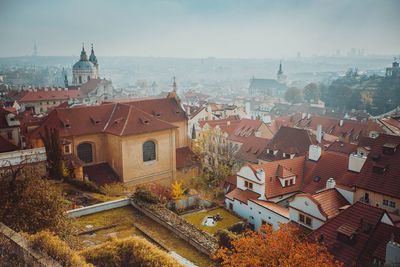 High angle view of townscape against sky