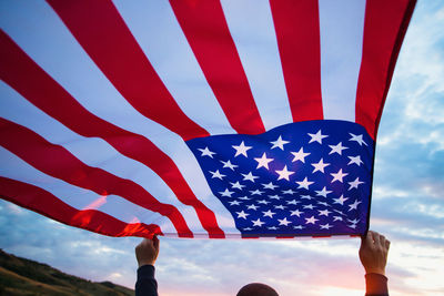 Low angle view of american flag