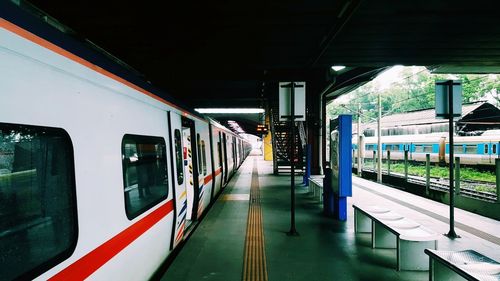 Train at railroad station platform