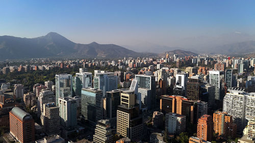 High angle view of cityscape against sky