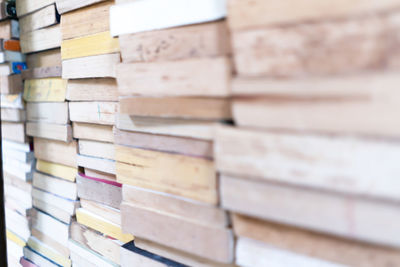 Close-up of stacked books