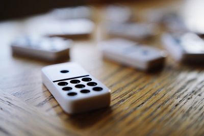 High angle view of piano on table