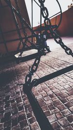 High angle view of bicycle on floor