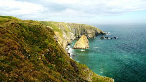 Scenic view of sea against cloudy sky