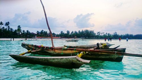 View of boats in calm sea