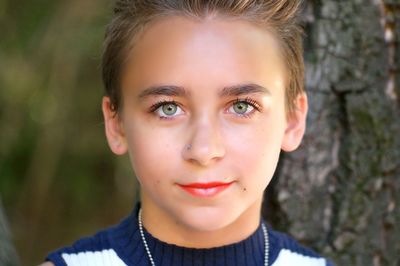 Close-up portrait of smiling boy