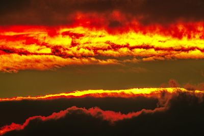 Low angle view of dramatic sky during sunset