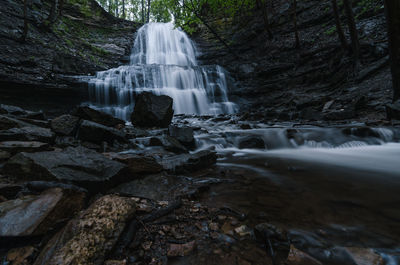 Scenic view of waterfall