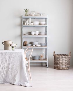 White wicker basket at home