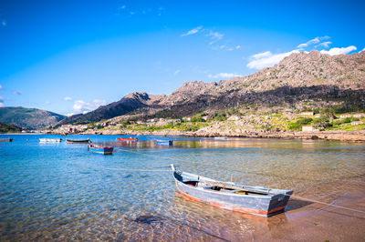 Scenic view of sea against blue sky