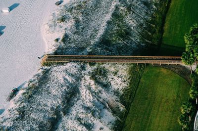 Aerial view of bridge at beach