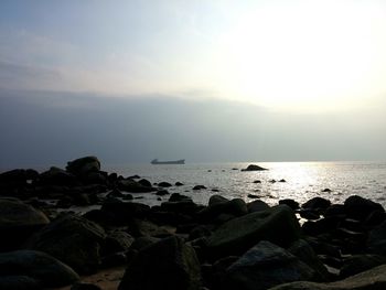 Scenic view of sea at sunset