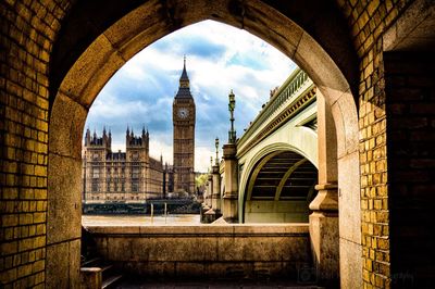 View of clock tower in city