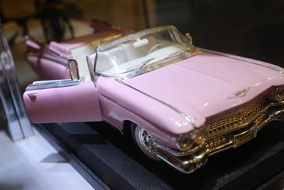 Close-up of vintage car on table