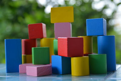 Close-up of toys on table