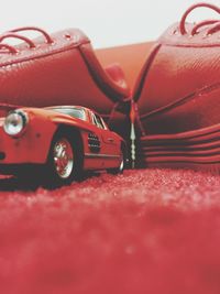 Close-up of red toy car