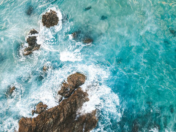 High angle view of swimming pool in sea