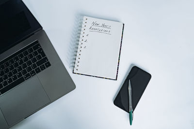 High angle view of objects on white background