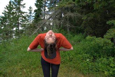 Portrait of man in forest