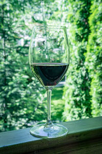 Close-up of wineglass on table