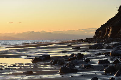Scenic view of sea against sky during sunset