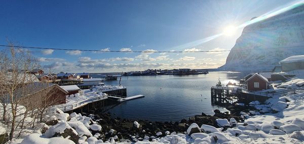 Scenic view of sea against sky during winter