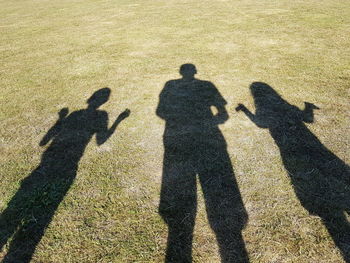 Shadow of people on lawn