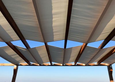 Low angle view of roof against sky