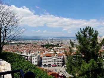 High angle view of townscape against sky