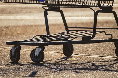 Close-up of shopping cart on street