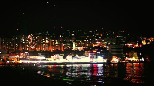 View of illuminated cityscape at night