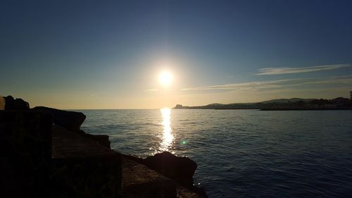 Scenic view of sea at sunset