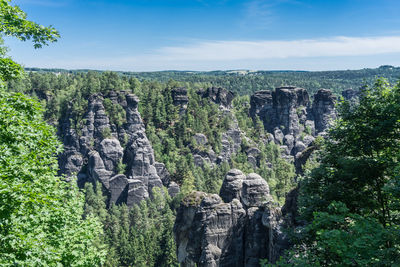 Scenic view of cliff against sky