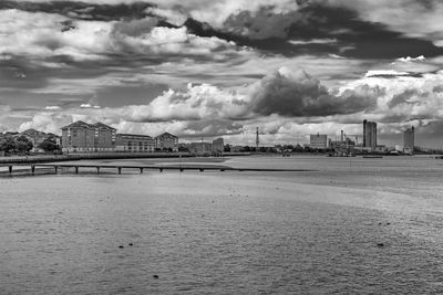 View of buildings against cloudy sky