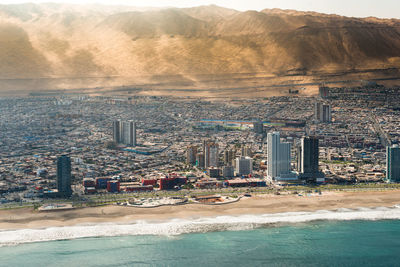 High angle view of buildings in city