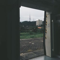 Buildings seen through entrance