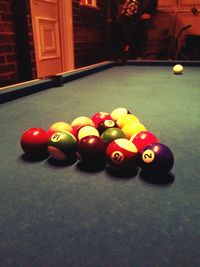 Colorful balls on ground