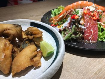 Close-up of served food in plate