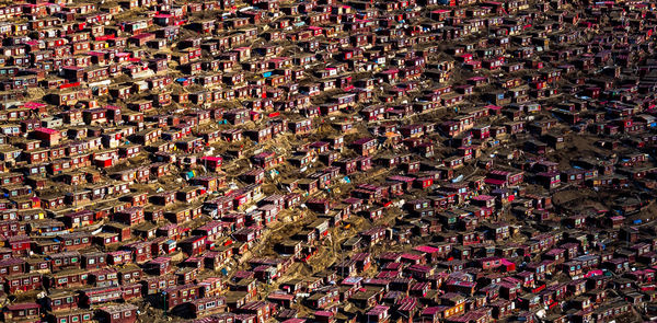 High angle view of crowd in city