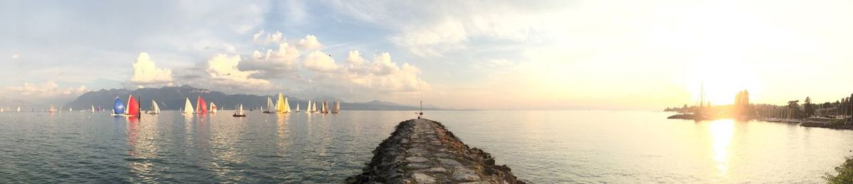 Scenic view of sea at sunset