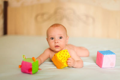 Portrait of cute baby toy