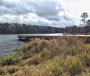 Scenic view of lake against sky